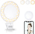 Selfie Ring Light, Clip on Ring Light Touch Control, Rechargeable 800mAh 60 LED Circle Light with 3 Light Modes for iPhone/Android Smart Phone Lap...