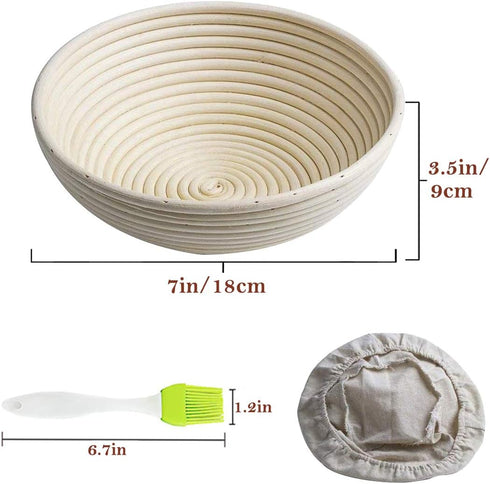 2pcs 7" Banneton Proofing Basket Round Bread Brotform with Liner Eco-Friendly Natural Rattan for Professional & Home Bakers...
