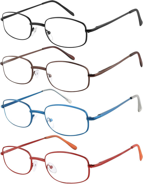 EFE Metal Frame Reading Glasses Readers for Men Women 2.5 Wire Lightweight Spring Hinge Eyeglasses 4 Pack (Mixcolor, 2.5)...