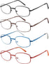 EFE Metal Frame Reading Glasses Readers for Men Women 2.5 Wire Lightweight Spring Hinge Eyeglasses 4 Pack (Mixcolor, 2.5)...