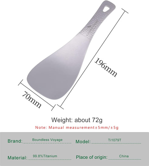 Boundless Voyage Titanium Rice Spoon Short Handle Spoon Cooking Shovel Outdoor Camping Household Rice Shovel Scoop Rice Spoon Thickened Ti1079T...