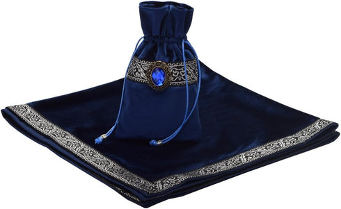 BLESSUME Square Velvet Altar Tarot Table Cloth and Pouch Dark Blue...