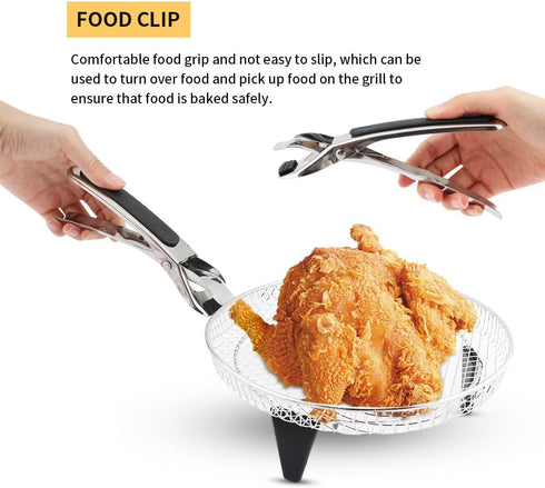 3 Pcs Air Fryer Racks,Air Fryer Three Layer Mesh Set,Heightening Feet Air Fryer Rack,with Oil Brush and Clip Stainless Steel Stack able for Air Fr...