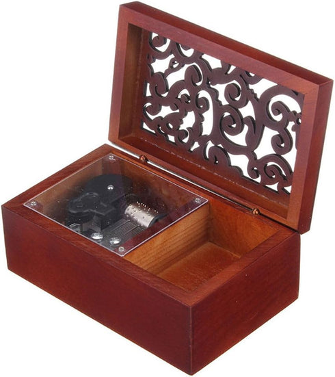 FnLy Antique Engraved Wooden Wind-Up Musical Box,Love Story Musical Box,with Silver-Plating Movement in,Rectangle...