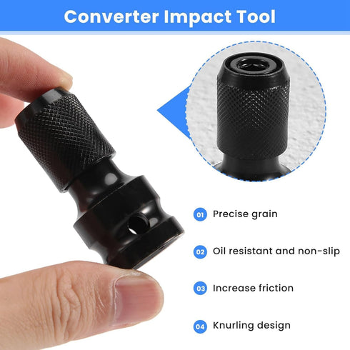 1/2 inch Square To 1/4 inch Black Hex Ratchet Socket Wrench Socket Adapter Spanner Set Drive Converter Impact Tool Hand Tools...