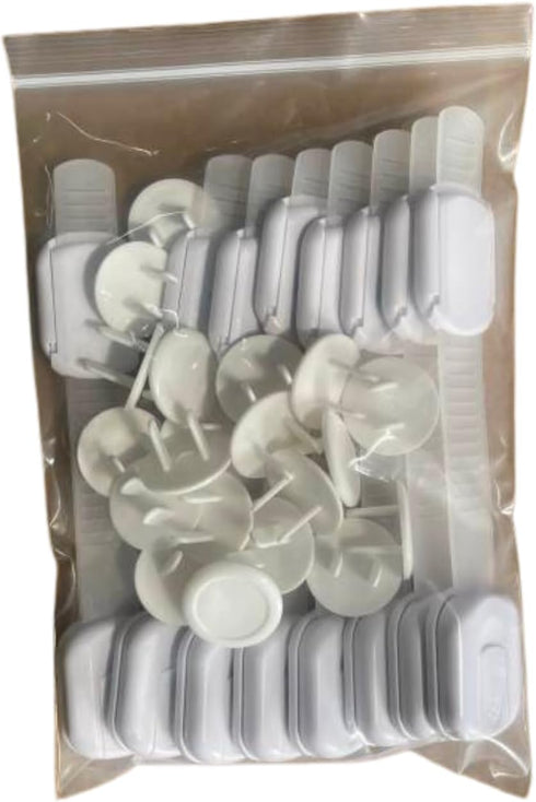 Set of 21 outlet covers and 8 baby locks. Cabinet Locks for Babies-Child Locks for Cabinets-Baby Proofing Cabinets-Child Safety Cabinet Locks-Chil...