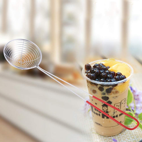Draining Scoo p, Skimmer Slotted Spoon, Boba Pearl Scoo p Strainers, Mini Mesh Skimmer Spoon with Handle, Round Hot Pot Strainer for Kitchen Fryin...