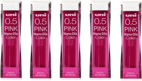 Uni NanoDia Color Mechanical Pencil Leads 0.5mm Pink, 5 Pack/total 100 Leads Value Set...