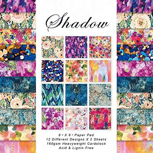 DESEACO 6x6 Floral Scrapbook Paper, 24 Sheets, Single-Sided, Cardstock...