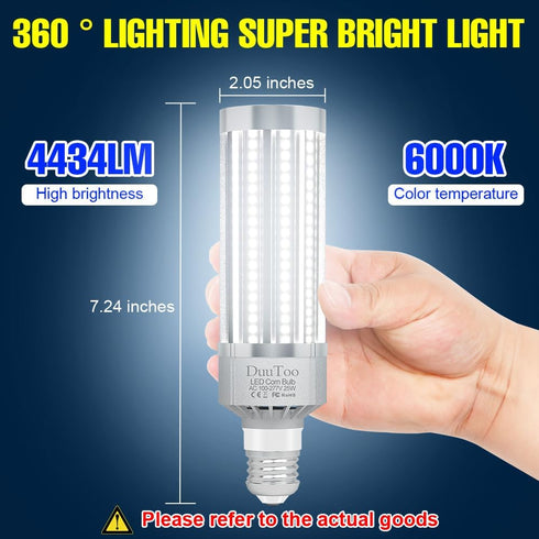 25W LED Corn Llight E26 Bulbs 300Watts Equivalent 4434 Lumens E39 Mogul Base 6000K Daylight Lamp Bulb AC100-277V Large Area Lighting for Storage R...