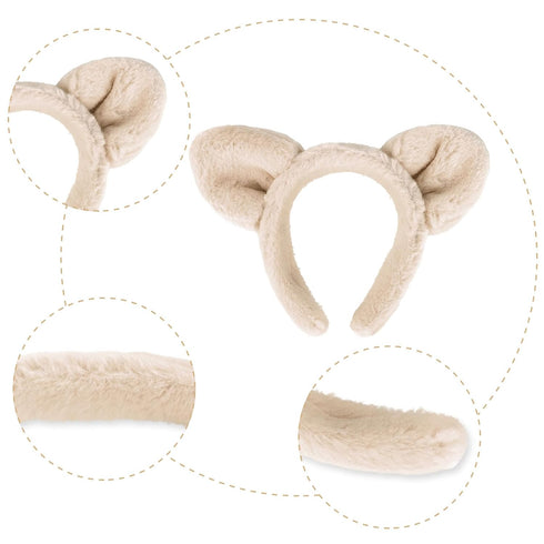 Ondder 5 Pack Bear Ears Skincare Headband for Washing Face Fuzzy Makeup Headband Cute Fur Spa Face Wash Make Up Headband Head Bands for Women’s Ha...