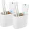 Toothbrush Holders Bamboo Electric Toothbrush Holder Bathroom Storage Organizer Countertop for Toothpaste, Floss, Razor, 2 Pack White...