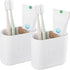 Toothbrush Holders Bamboo Electric Toothbrush Holder Bathroom Storage Organizer Countertop for Toothpaste, Floss, Razor, 2 Pack White...