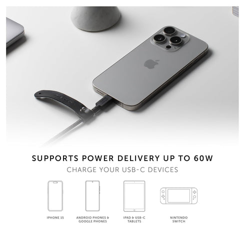 Native Union Belt Cable USB-C to USB-A - 4ft Ultra-Strong Charging Cable with Leather Strap Compatible with iPhone 15, Samsung Galaxy Z Fold 5, Fl...