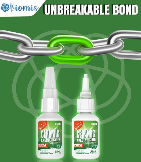 2Pack 20g Ceramic Super Glue for Porcelain and Pottery Repair - Quick-Dry, Heat-Resistant & Waterproof Glue for Porcelain, Pottery & DIY Crafts...