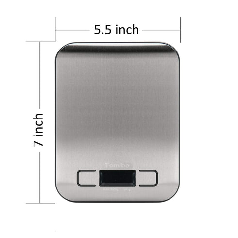 Digital Kitchen Food Scale 11 lb Grams and Ounces Small Stainless Steel Backlit Silver Batteries Included...