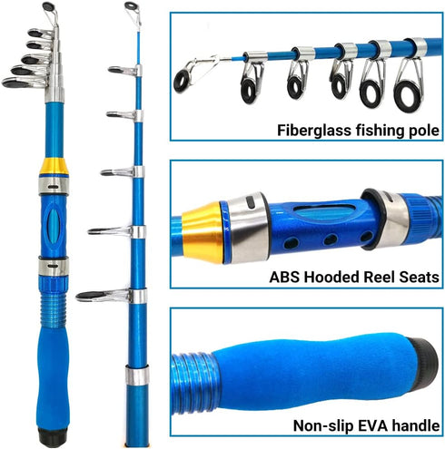 Kids Fishing Rod, 1.5M 61Inch 4.92Ft Portable Telescopic Fishing Pole and Reel Combos and String with Fishing Line Full Kits, Youth Fishing Pole F...