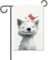 Small Joyful Dog with A Bird on Its Head Garden Flag Cute Animal House Yard Flag Seasonal Holiday Outside Holiday Decoration Home Decor Double Sid...