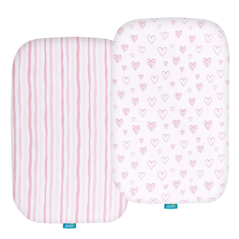 Bassinet Sheets Compatible with BIERUM Baby Bassinet Bedside Sleeper and Mika Micky Bedside Sleeper, (2 Pack), 100% Jersey Knit Cotton Fitted Shee...