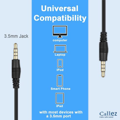 Callez 3.5mm Cell Phone Headset, Mono Computer Headset with Noise Cancelling Microphone, Compatible with iPhone Samsung Huawei Smartphones Laptop ...