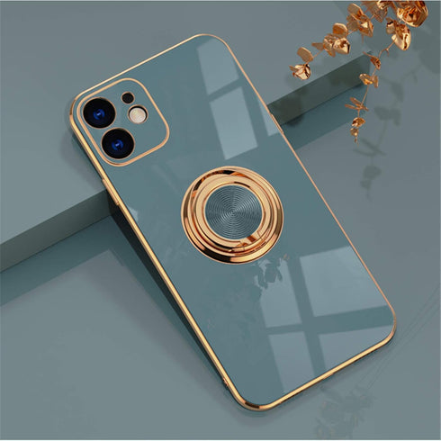 EYZUTAK Electroplated Magnetic Ring Holder Case, 360 Degree with Rotation Metal Finger Ring Holder Magnet Car Holder Soft Silicone Shockproof Cove...