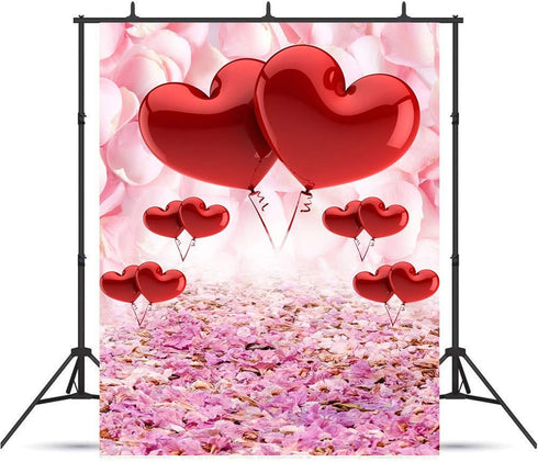 Valentine's Day Love Heart Photography Backdrops 5x7ft Pink Rose Flowers Wedding Photo Background for Pictures Newborn Bridal Shower Birthday Part...