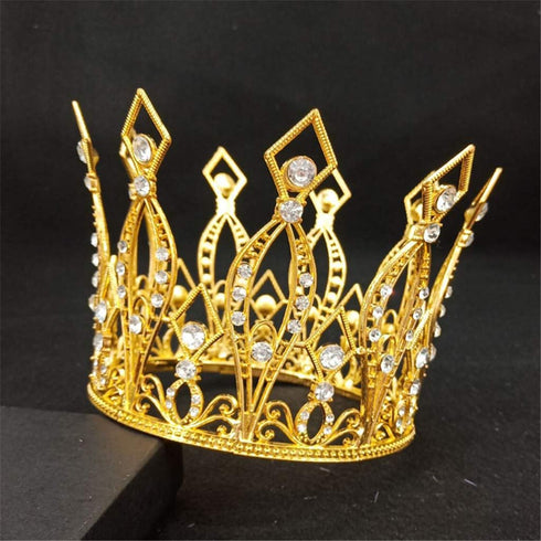 JANOU Crown Tiara Cake Topper Crystal Children Hair Ornaments for Wedding Birthday Baby Shower Party Cake Decoration (Gold)...