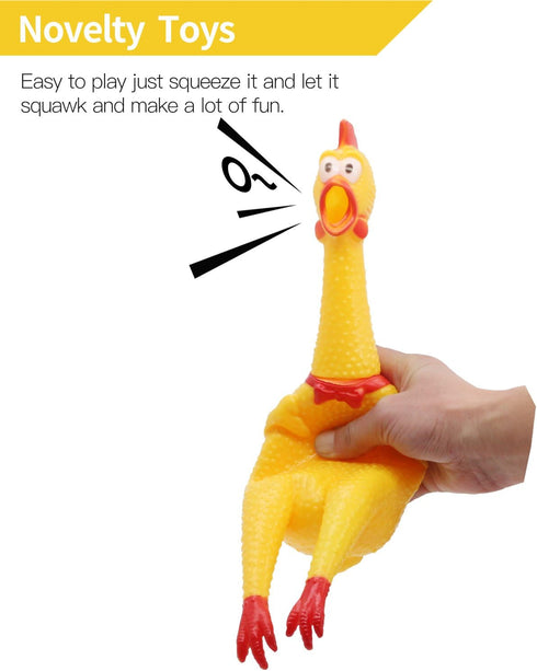 Novelty Place Extra Loud Squawking Rubber Chicken - Large 16” - Yellow Squeeze Squeaky and Screaming Chicken for kids or adults...