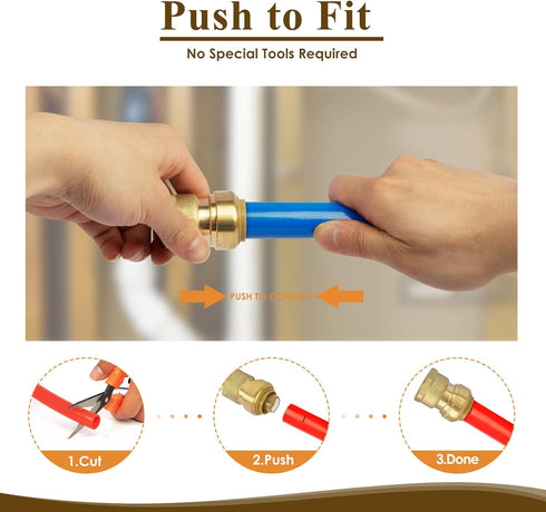 JUWO 1/2" x 1/2" NPT Female Adapter for PEX, Copper, CPVC Pipe, Push to Connect Brass Plumbing Fitting with Upgraded Stiffener (6 Pack)...