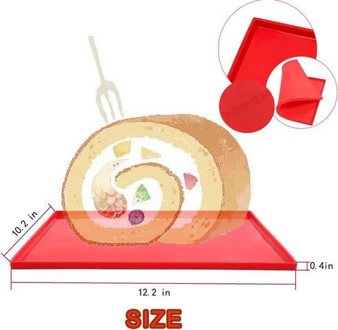2 Pcs Swiss Roll Cake Mat Flexible Baking Tray Jelly Roll Pan Silicone Cookies Mold Bakeware...