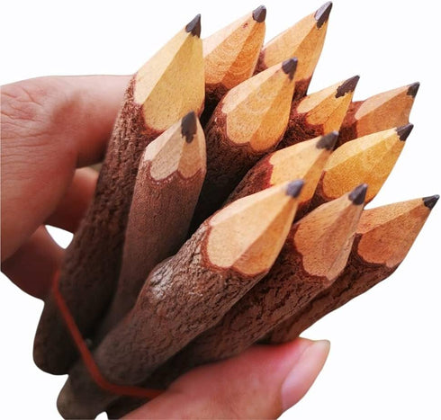 NUTTA - 12 Pencils Graphite Wooden Pencils Rustic Branch & Twig Wood Pencil Home Decoration or Gift Handmade Wooden Craft DIY Decorate Room Decor ...
