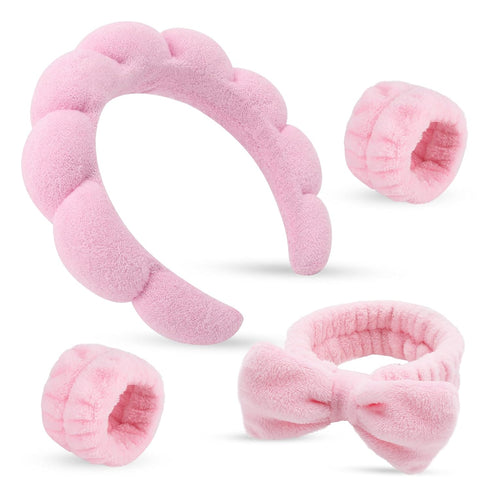 Puffy Spa Headband & Skincare Headbands for Women Makeup,Terry Cloth Towel Head Band for Skin Care,Sponge Make Up Hair Band for Girls,Face Wash Wr...
