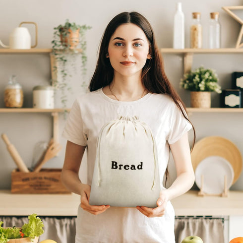 Woanger Linen Bread Bags Burlap Reusable Drawstring Bread Bags 12 x 15 Inch Unbleached Loaves Pastries Pouch Handmade Food Storage for Bakery Bagu...