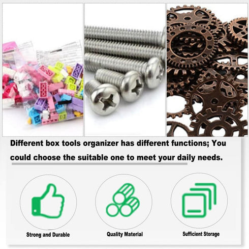 Utoolmart 2 Pcs Tool Box Tool Organizer, Plastic Hardware Box Storage for Hardware, Screws, Bolts, Nuts, Nails, Beads, Jewelry 5.1 x 3 x 1 inches ...
