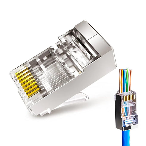 20PCS Cat6 Cat 6A Shielded Pass Through RJ45 Connectors, Premium Shielded RJ45 Pass Through Connector, Gold Plated RJ45 Modular Plugs for Solid or...