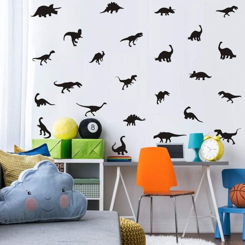 TOARTi Black Dinosaur Wall Decal Minimalist Animals Vinyl Dinosaur Wall Sticker for Baby Boy Room Decoration (35pcs)...