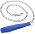 Metal Dog Leash Chew Proof Dog Chain Leash 4ft, 8ft Heavy Duty Sturdy Pet Dog Leash with Red Padded Handle for Large Medium Dogs (4'/3.0mm, Blue H...