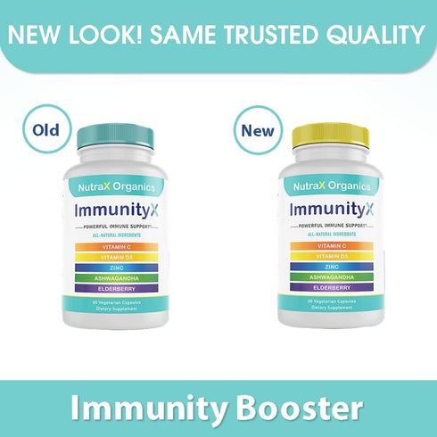 All-in-One Organic Immune Support Supplement 60 Vegan Capsules - Elderberry 500mg, Ashwagandha 500mg, 400mg Vitamin C and Zinc - Vitamin D3 - Immu...