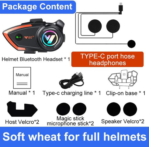 Motorcycle Bluetooth Headset Helmet Speaker Intercom Earphone Motorcycle Headphones for All Helmets CVC Intelligent Noise Reduction/Automatic Answ...