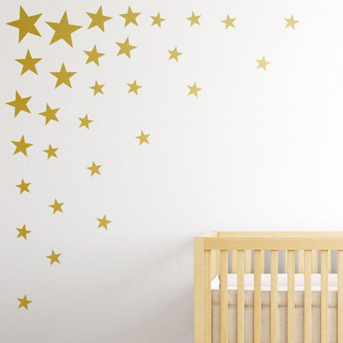 117Pcs Gold Stars Wall Decal Stars Pattern DIY Wall Stickers for Kids Rooms Home Decor...
