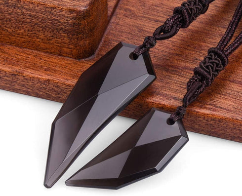 Wolentty Couple Distance Necklace Obsidian Wolf Tooth Amulet Spike Necklaces Gift for Men Women...