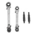 HVAC Service Wrench, 3/8” 1/4” 5/16” Refrigeration Service Wrench Set Air Conditioner Valve Ratchet Wrench with 2 Bit Adapter for Equipment Repair...