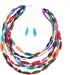 ABJFJE Womens Multi Layer Crystal Resin Choker Necklace and Drop Earring Set Fashion Multi Colored Beads Statement Clavicle Collar Bib Necklace Ea...