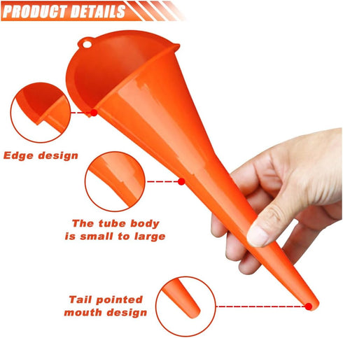 4PCS Long Neck Oil Funnel, Multi-Purpose Spill Saver Funnel, Plastic Funnel for Filling Automotive Oils Lubricants Engine Oils Water Diesel Fuel K...