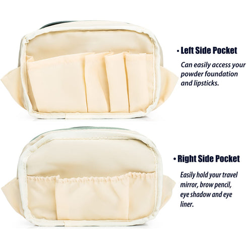 Hekyip Rectangular Beauty Bag, Small Travel Makeup Bag for Purse, Portable Waterproof Cosmetic Pouch for Girls Women (Rectangular Green)...