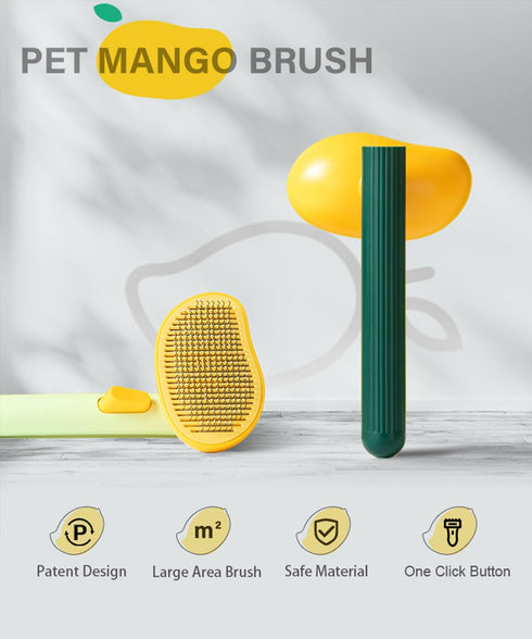 Dog & Cat Brush, Cute Mango Self Cleaning Cat Brush for Shedding and Deshedding, Deep Cleaning Pet Brushes Pumpkin for Dogs Cats Puppy Rabbits Bun...