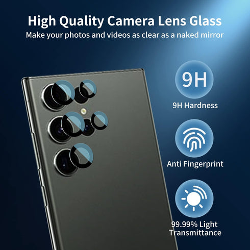 2 Pack for Samsung Galaxy S23 Ultra Back Rear Camera Lens Glass Replacement with Pre-Installed Adhesive Include Repair Tool Set+ Installation Manu...