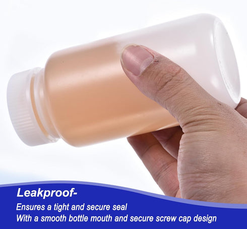 PATIKIL 5 Pcs 250ml Reagent Bottles, PE Wide Mouth Round Graduated Bottles with Screw Cap for Lab Water Reagent Liquids Solid Sample Storage Seal,...