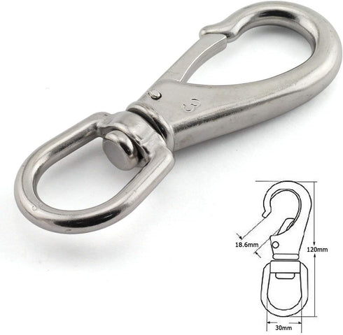 1-Pack M7 Swivel Eye Snap Hook 304 Stainless Steel Boat Marine Pet Chains Keychains Lanyard Hook Multi-Use Spring Snap Hook Clasp Hardware Accesso...