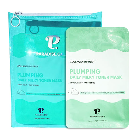 Plumping Face Masks (10-Pack) Korean Skincare Infused with Collagen, Snow Jelly, Panthenol, Niacinamide & Ceramide - Volumizing Solution for Fulle...